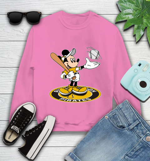 MLB Baseball Pittsburgh Pirates Cheerful Mickey Disney Shirt Youth Sweatshirt 6