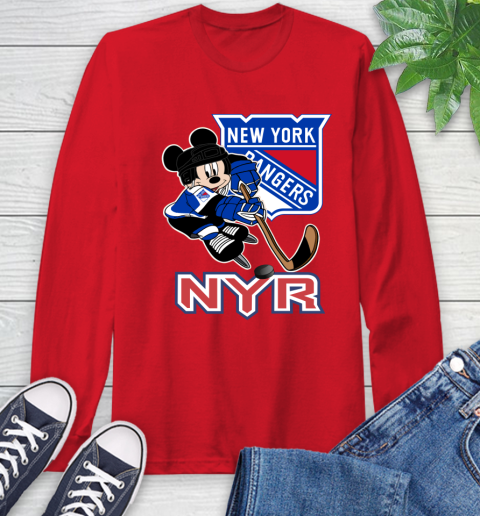 NHL New York Rangers Mickey Mouse Disney Hockey T Shirt Long Sleeve T-Shirt 22