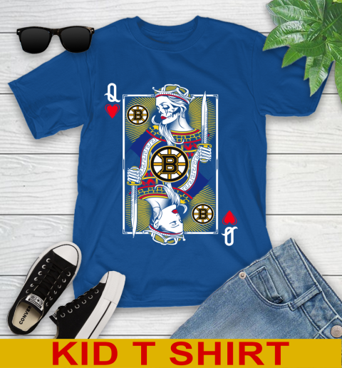 NHL Hockey Boston Bruins The Queen Of Hearts Card Shirt Youth T-Shirt 10
