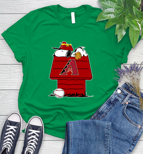 MLB Arizona Diamondbacks Snoopy Woodstock The Peanuts Movie Baseball T Shirt Women's T-Shirt 6
