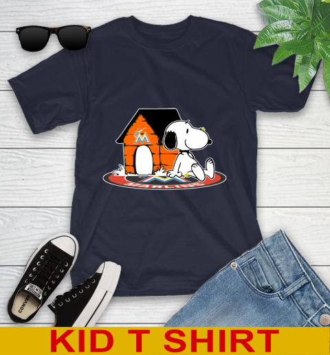 MLB Baseball Miami Marlins Snoopy The Peanuts Movie Shirt Youth T-Shirt 3