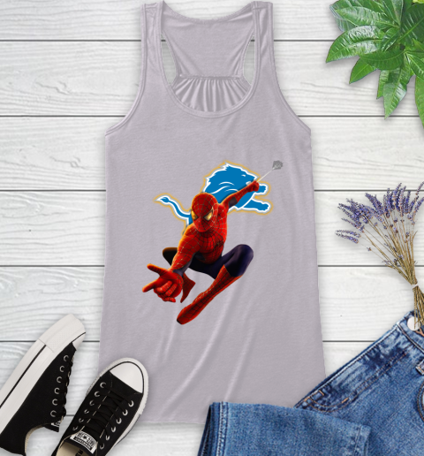 NFL Spider Man Avengers Endgame Football Detroit Lions Racerback Tank 5