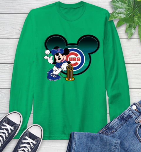 MLB Chicago Cubs The Commissioner's Trophy Mickey Mouse Disney Long Sleeve T-Shirt 7