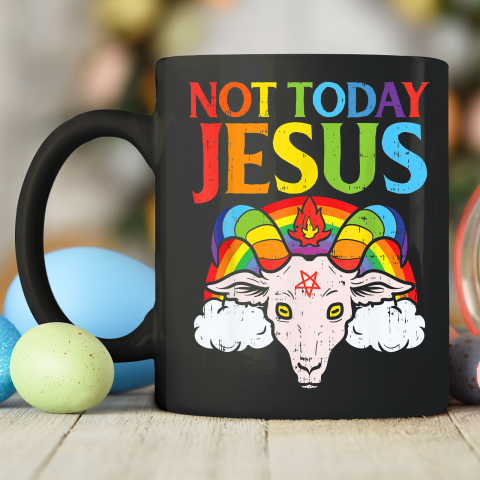 Not Today Jesus Satan Goat Satanic Rainbow Satanism Ceramic Mug 11oz 5