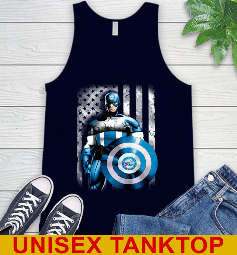 Philadelphia 76ers NBA Basketball Captain America Marvel Avengers American Flag Shirt Tank Top 2