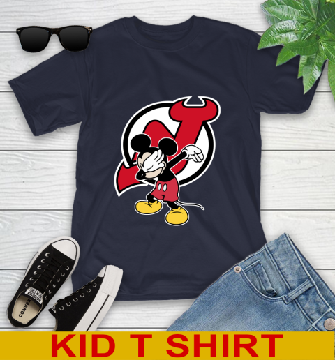 New Jersey Devils NHL Hockey Dabbing Mickey Disney Sports Youth T-Shirt 4 New Jersey Devils NHL Hockey Dabbing Mickey Disney Sports Youth T-Shirt - Image 4