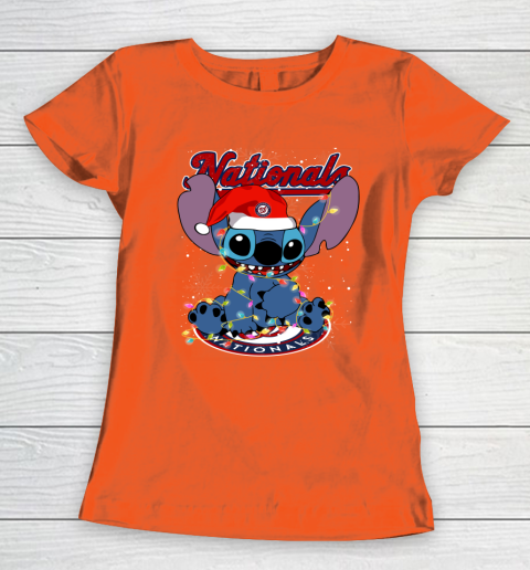 Washington Nationals MLB noel stitch Baseball Christmas Women's T-Shirt 2