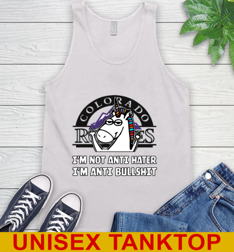 Colorado Rockies MLB Baseball Unicorn I'm Not Anti Hater I'm Anti Bullshit Tank Top