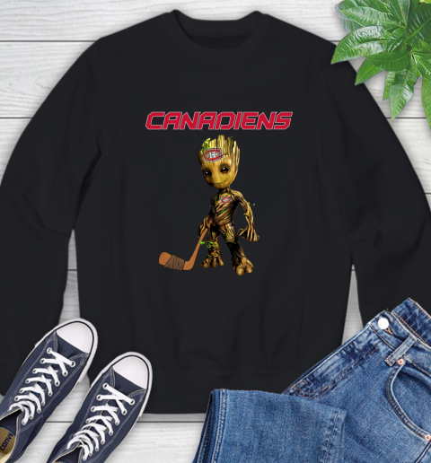 Montreal Canadiens NHL Hockey Groot Marvel Guardians Of The Galaxy Sweatshirt 2