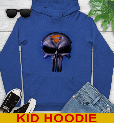 New York Knicks NBA Basketball Punisher Skull Sports Youth Hoodie 10