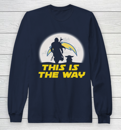 Los Angeles Chargers NFL Football Star Wars Yoda And Mandalorian This Is The Way Long Sleeve T-Shirt 2