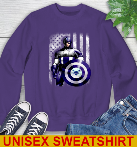 Charlotte Hornets NBA Basketball Captain America Marvel Avengers American Flag Shirt Sweatshirt 4