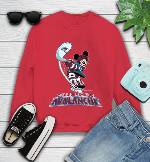 NHL Hockey Colorado Avalanche Cheerful Mickey Mouse Shirt Youth Sweatshirt 8