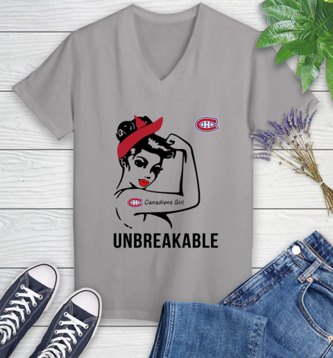 NHL Montreal Canadiens Girl Unbreakable Hockey Sports Women's V-Neck T-Shirt 2