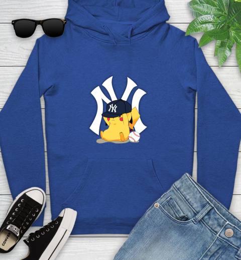 MLB Pikachu Baseball Sports New York Yankees Youth Hoodie 9