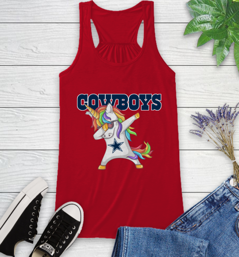 Dallas Cowboys NFL Football Funny Unicorn Dabbing Sports Racerback Tank 6