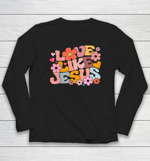 Love Like Jesus Christian Bible Verse Trendy Floral Heart Long Sleeve T-Shirt