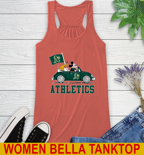 MLB Baseball Oakland Athletics Pluto Mickey Driving Disney Shirt Racerback Tank 4