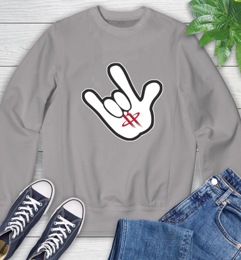 Houston Rockets NBA Basketball Mickey Rock Hand Disney Sweatshirt 5