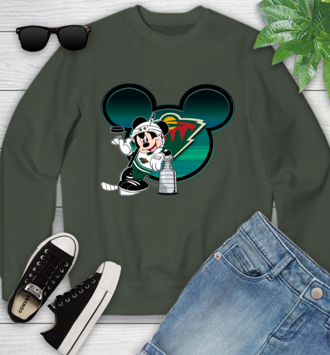NHL Minnesota Wild Stanley Cup Mickey Mouse Disney Hockey T Shirt Youth Sweatshirt 10