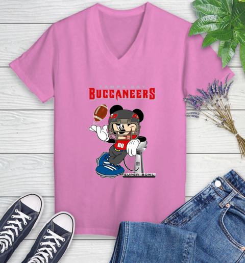 NFL Tampa Bay Buccaneers Mickey Mouse Disney Super Bowl Football T Shirt Women's V-Neck T-Shirt 14