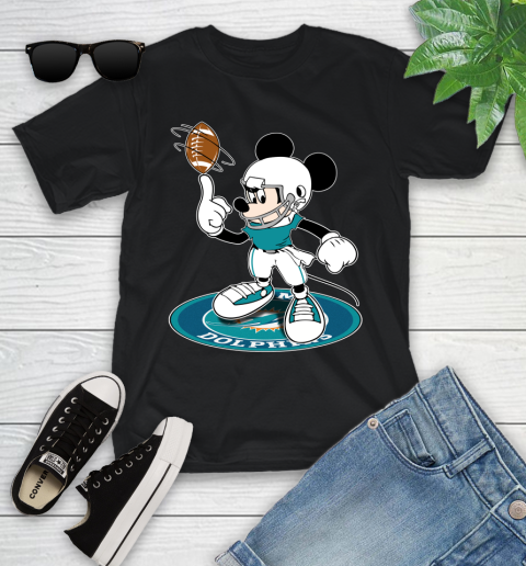 NFL Football Miami Dolphins Cheerful Mickey Disney Shirt Youth T-Shirt