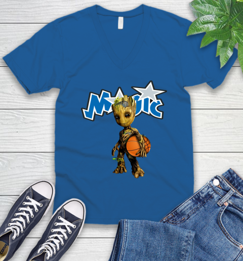 Orlando Magic NBA Basketball Groot Marvel Guardians Of The Galaxy V-Neck T-Shirt 6