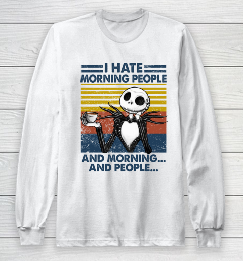 Jack Skellington Halloween that's what i do i drink coffee i hate people and i know things vintage retro Long Sleeve T-Shirt