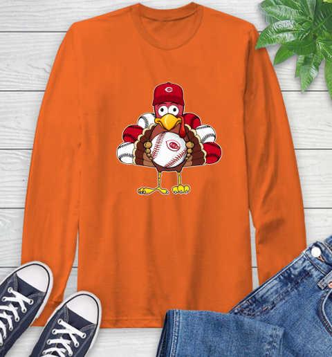 Cincinnati Reds Turkey thanksgiving Long Sleeve T-Shirt 5