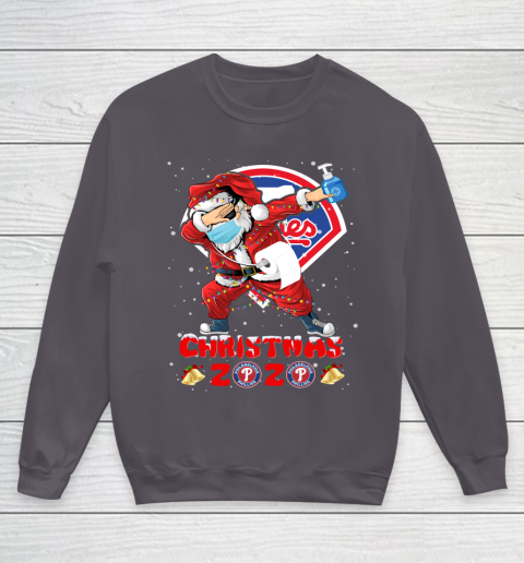 Philadelphia Phillies Funny Santa Claus Dabbing Christmas 2020 MLB Youth Sweatshirt 5