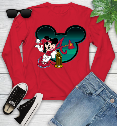 MLB Atlanta Braves The Commissioner's Trophy Mickey Mouse Disney Youth Long Sleeve 11