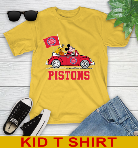 NBA Basketball Detroit Pistons Pluto Mickey Driving Disney Shirt Youth T-Shirt 8