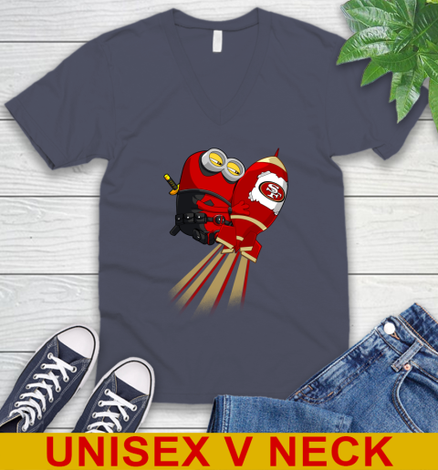 NFL Football San Francisco 49ers Deadpool Minion Marvel Shirt V-Neck T-Shirt 7