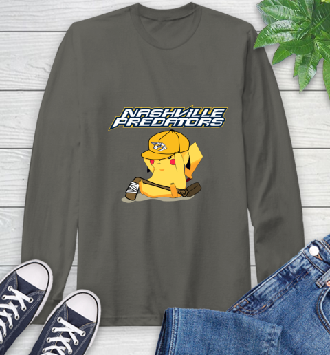 NHL Pikachu Hockey Sports Nashville Predators Long Sleeve T-Shirt 8