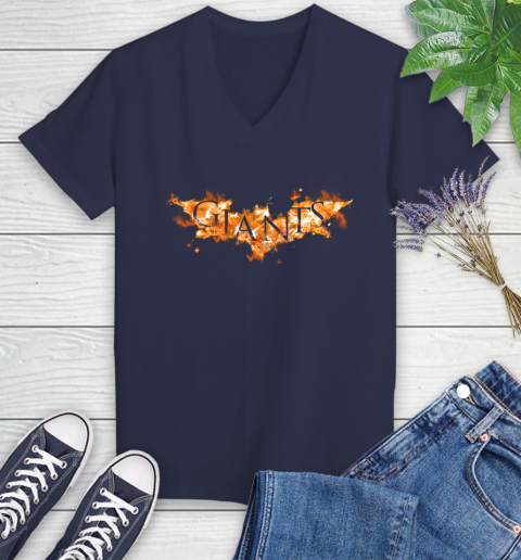MLB San Francisco Giants Batman Logo DC Baseball Sports Shirt Women's V-Neck T-Shirt 12