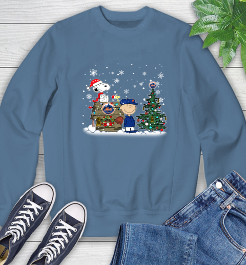 MLB New York Mets Snoopy Charlie Brown Christmas Baseball Commissioner's Trophy Sweatshirt 8