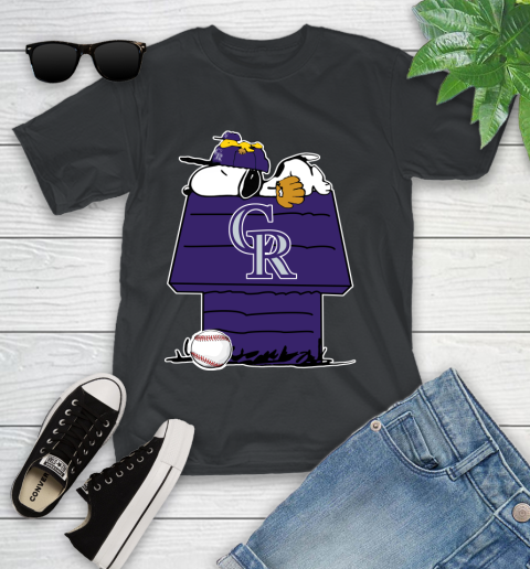 MLB Colorado Rockies Snoopy Woodstock The Peanuts Movie Baseball T Shirt Youth T-Shirt 2
