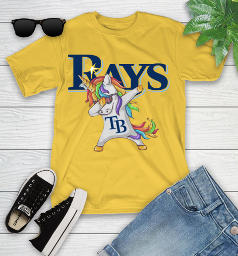 Tampa Bay Rays MLB Baseball Funny Unicorn Dabbing Sports Youth T-Shirt 8