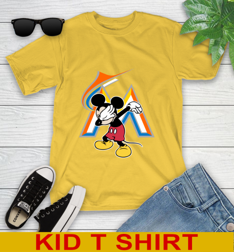 Miami Marlins MLB Baseball Dabbing Mickey Disney Sports Youth T-Shirt 8