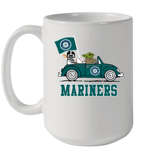 MLB Baseball Seattle Mariners Darth Vader Baby Yoda Driving Star Wars Shirt Ceramic Mug 15oz