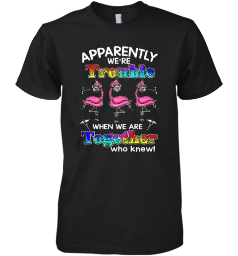 Flamingo Apparently We'Re Trouble When We Are Together Who Knew Coronavirus Premium Men's T-Shirt