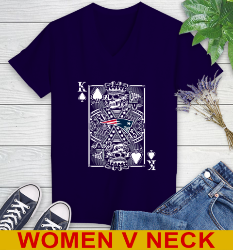 New England Patriots NFL Football The King Of Spades Death Cards Shirt Women's V-Neck T-Shirt 3
