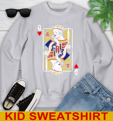 NBA Basketball Houston Rockets The Queen Of Hearts Card Shirt Youth Sweatshirt 3