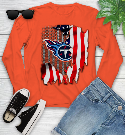 Tennessee Titans NFL Football American Flag Youth Long Sleeve 3