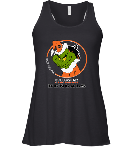 I Hate People But I Love My Cincinnati Bengals Grinch NFL Racerback Tank