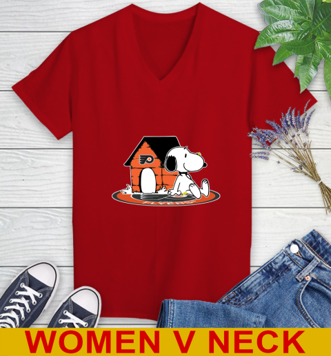 NHL Hockey Philadelphia Flyers Snoopy The Peanuts Movie Shirt Women's V-Neck T-Shirt 12