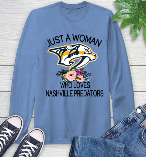 NHL Just A Woman Who Loves Nashville Predators Hockey Sports Long Sleeve T-Shirt 10