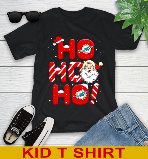 Miami Dolphins NFL Football Ho Ho Ho Santa Claus Merry Christmas Shirt Youth T-Shirt