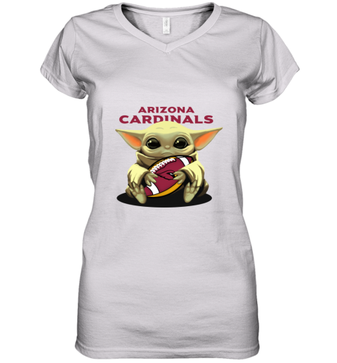 Baby Yoda Loves The Arizona Cardinals y4mu baby yoda loves the arizona cardinals women v neck t shirt 39 front white