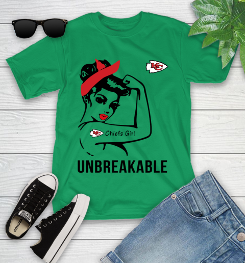 NFL Kansas City Chiefs Girl Unbreakable Football Sports Youth T-Shirt 3
